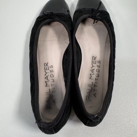 Paul Mayer Attitudes Black Quilted Suede Ballet Flats Women’s Size 5.5 - Chic! - Picture 4 of 8